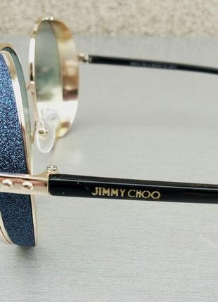 Очки в стиле jimmy choo  женские солнцезащитные круглые сине салатовые с градиентом4 фото