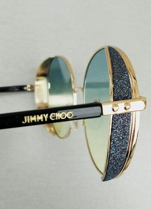 Очки в стиле jimmy choo  женские солнцезащитные круглые сине салатовые с градиентом7 фото