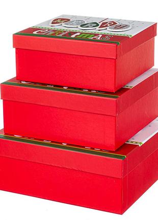 Новогодние подарочные коробки набор из 3 коробок "с новым годом"   28*28*11