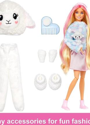 Кукла barbie cutie reveal lamb plush costume мягкие и пушистые ягненок (hkr03 )4 фото