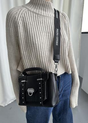 Женская кожаная сумка на и через плечо с двумя ремешками polina & eiterou3 фото