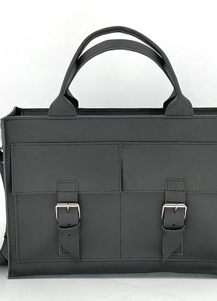 Кожаная сумка болт черный унисекс dekey (9477)