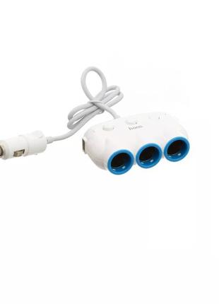 Зарядний пристрій автомобільний hoco - c1 3in1 2usb/3.1a white