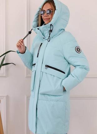 Жіноча зимова стильна подовжена куртка зима наложка післяплата