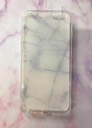 Силиконовый мраморный чехол с блёстками для iphone 6+ 6plus чёрно-белый2 фото