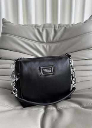 Жіноча шкіряна сумка через плече polina & eiterou чорна1 фото