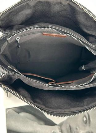 Женская кожаная сумка через плечо polina & eiterou черная10 фото