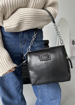 Жіноча шкіряна сумка через плече polina & eiterou чорна2 фото