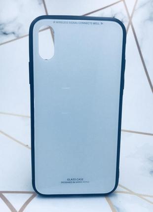 Силіконовий чохол glass case зі скляною задньою панеллю для iphone x / xs білий2 фото