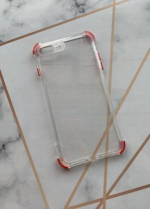 Прозрачный силиконовый чехол с утолщёнными углами красного цвета для iphone 7plus 8plus