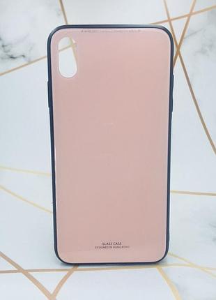Силиконовый чехол glass case со стеклянной задней панелью для iphone xs max розовый
