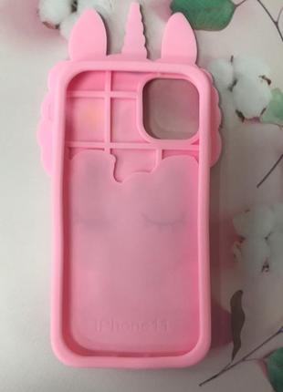 Силіконовий чохол 3d case з переливаються блиском для iphone 11 (6,1) рожевий єдиноріг2 фото