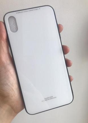 Силиконовый чехол со стеклянной задней панелью для iphone xs max