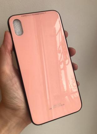 Силіконовий чохол зі скляною задньою панеллю для iphone xs max3 фото