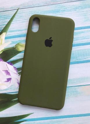 Силіконовий чохол apple silicone case для iphone xs max зелений оливковий