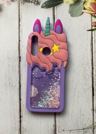 Силіконовий чохол 3d з переливаються блиском для huawei p smart 2019 фіолетовий