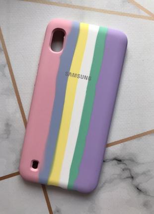 Силіконовий чохол silicone case для samsung galaxy а10 (2019) а105 різнобарвний рожево-фіолетовий