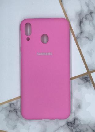 Силіконовий матовий чохол silicone case для samsung galaxy m20 яскраво-рожевий1 фото