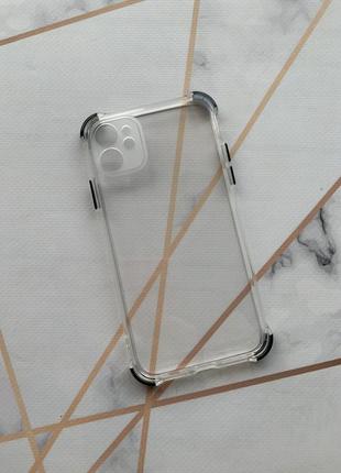 Прозрачный силиконовый чехол с утолщёнными углами черного цвета для iphone 11 pro max (6,5)