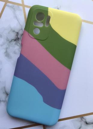 Силіконовий чохол silicone case (без лого) для xiaomi redmi note 10 / note 10s жовто-голубий (діагональ)