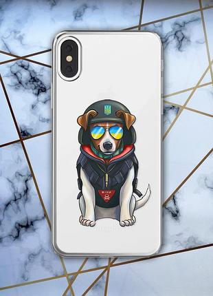 Прозорий чохол на iphone x / xs патріотичний дизайн пес патрон принт 4