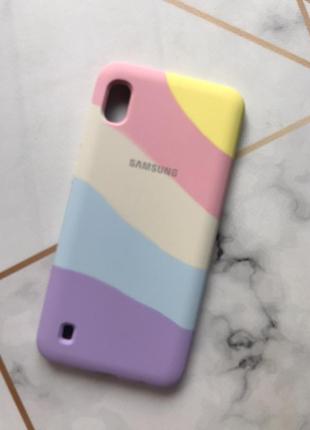 Силіконовий чохол silicone case для samsung galaxy а10 (2019) а105 різнобарвний жовто-фіолетовий