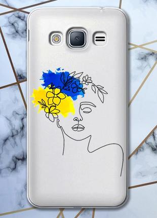 Прозорий чохол для samsung galaxy j3 2016 j310 з об'ємним друком "українка арт" принт 3