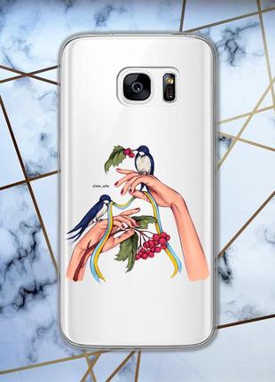 Прозрачный чехол для samsung galaxy s7 :: ласточки (принт 15)