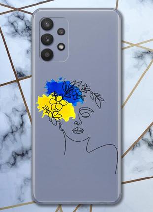 Прозрачный чехол для samsung galaxy a32 :: украинка арт (принт 3)