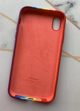 Силиконовый чехол silicone case для iphone xr разноцветный красно-фиолетовый2 фото