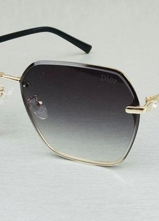 Christian dior очки женские солнцезащитные темно серые с градиентом1 фото