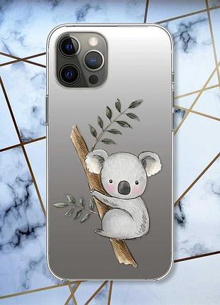Прозрачный чехол на iphone 12 pro max :: коала (принт 132)