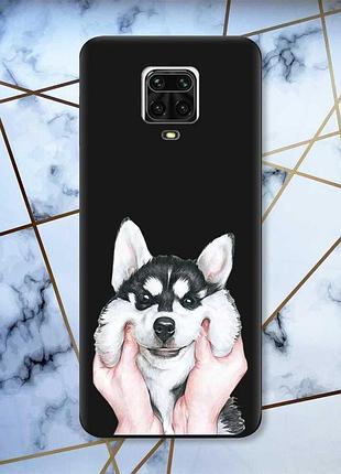 Матовий чохол з чорними боками на xiaomi redmi note 9 pro/9s/9 pro max мордочка принт 121
