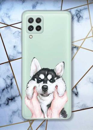 Прозрачный чехол на samsung galaxy a22 4g / m22 / m32 :: мордочка (принт 121)