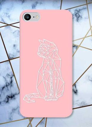 Матовый чехол с розовыми боками на iphone 7/8 :: кошечка (принт 125)