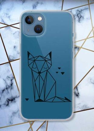 Прозрачный чехол на apple iphone 13 лиса (принт 126)