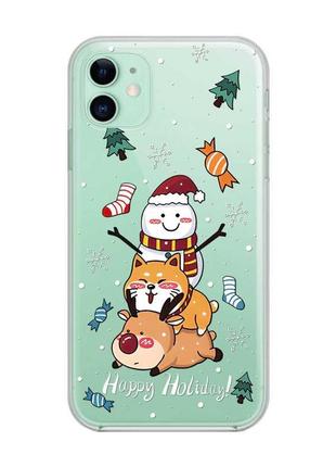 Прозрачный чехол на apple iphone 11 (6,1) зимние развлечения (принт 153)