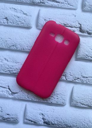 Силиконовый чехол с тиснением для samsung galaxy j1/ j100 розовый