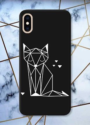 Матовий чохол з чорними боками на iphone xs max лисиця (принт 127)
