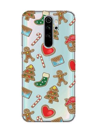 Прозрачный чехол на xiaomi redmi note 8 pro рождественский фон (принт 181)