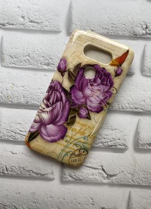 Силиконовый чехол с рисунком для lg g5 фиолетовые цветы
