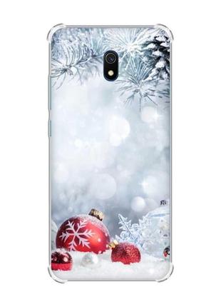 Чехол с утолщенными углами на xiaomi redmi 8a красные шарики (принт 168)