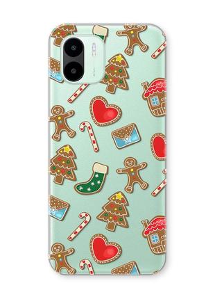 Прозрачный чехол на xiaomi redmi a1 рождественский фон (принт 181)