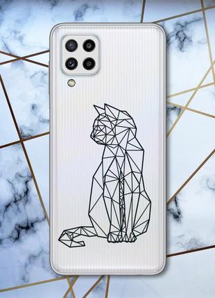 Прозрачный чехол на samsung galaxy m32 / m22 / a22 4g кошечка (принт 124)