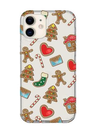 Прозорий чохол на iphone 12 mini різдвяний фон (принт 181)