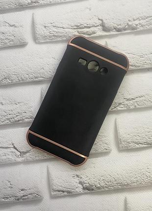 Силиконовый чехол с золотым бампером для samsung galaxy j1ace j110 черный