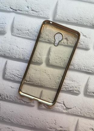 Силиконовый чехол с золотым ободком для meizu m3 note золотой3 фото