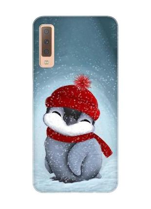 Чехол на samsung galaxy a7(2018) a750 пингвинёнок в шапочке (принт 157)