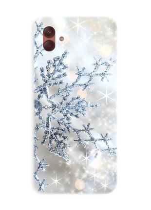 Чехол на samsung galaxy a04 снежинки (принт 166)
