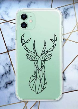 Прозрачный чехол на apple iphone 11 (6,1) олень (принт 128)